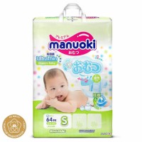 Подгузники детские Manuoki Ultrathin S 3-6 кг, 64 штуки в пачке