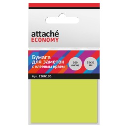 Стикеры Attache Economy 51x51 мм неоновый желтый (1 блок, 100 листов)