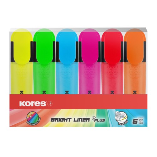 Набор текстовыделителей Kores Bright Liner Plus (толщина линии 0.5-5 мм, 6 цветов)