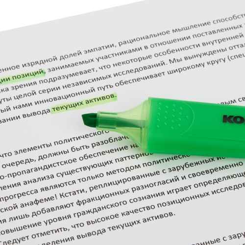 Текстовыделитель Kores Bright liner Plus зеленый (толщина линии 0.5-5 мм)