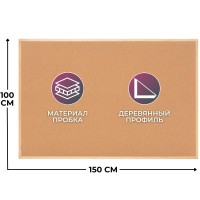 Доска пробковая Attache Economy 100х150 см Classic деревянная рама