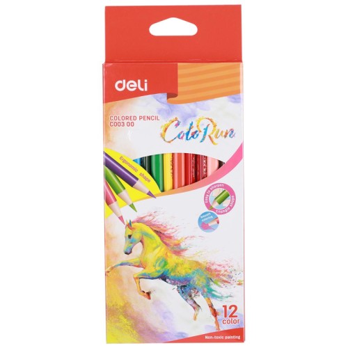 Карандаши цветные Deli ColoRun 12 цветов трехгранные (EC00300)