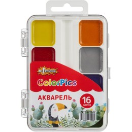 Краски акварельные Комус Класс (№1 School) ColorPics медовые 16 цветов