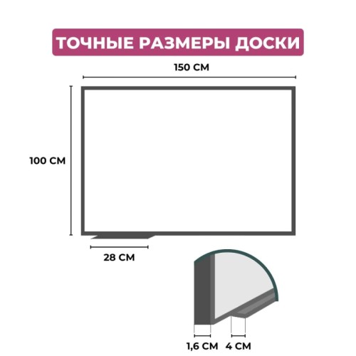 Доска магнитно-маркерная 100x150 см ультратонкая лаковое покрытие Attache Economy