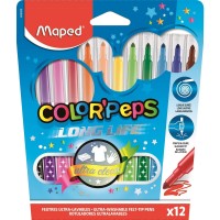 Фломастеры Maped Color peps Long Life 12 цветов смывающиеся с вентилируемыми колпачками (845020)