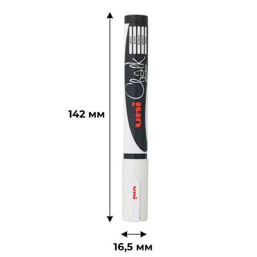 Маркер меловой Uni Chalk PWE-5M белый круглый наконечник (толщина линии 1.8-2.5 мм)