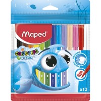 Фломастеры Maped Color peps ocean 12 цветов смывающиеся с вентилируемыми колпачками (845720)