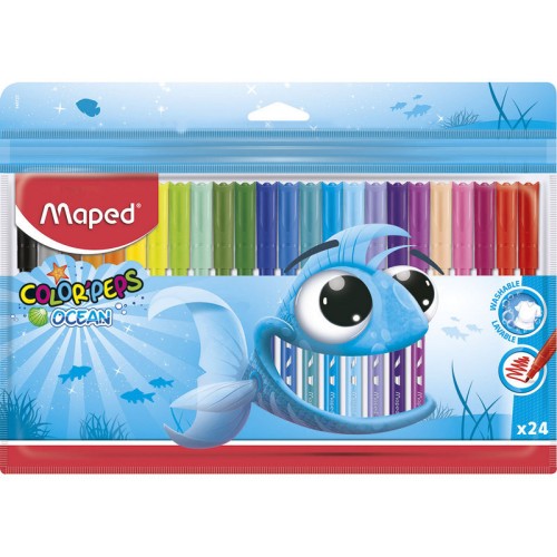 Фломастеры Maped Color'peps ocean 24 цвета смывающиеся с вентилируемыми колпачками (845722)