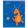 Тетрадь 12 л. HATBER клетка, обложка картон, тиснение, "Hello Dino" (5 видов в спайке), 12Т5тВ1