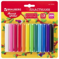 Пластилин классический BRAUBERG 12 цветов, 200 г, ВЫСШЕЕ КАЧЕСТВО, блистер, 103350