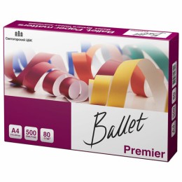 Бумага офисная А4, 80 г/м2, 500 л., марка А, BALLET PREMIER, Россия, 160% (CIE)