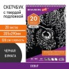 Скетчбук, черная бумага 120 г/м2, 205х290 мм, 20 л., гребень, жёсткая подложка, BRAUBERG ART DEBUT, 110995