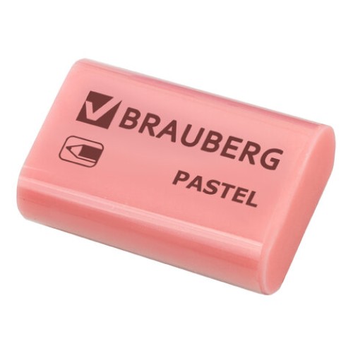 Ластик BRAUBERG "Pastel", 37х24х11мм, ассорти пастельных цветов, экологичный ПВХ, 229582