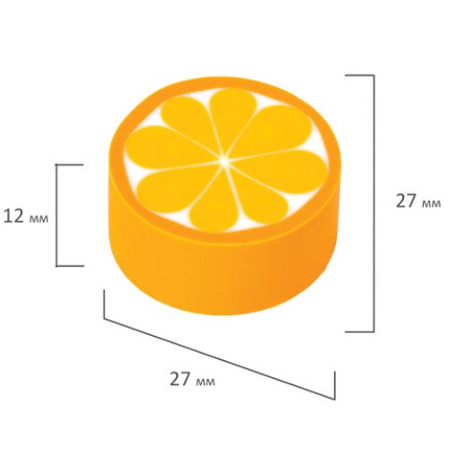 Ластик ПИФАГОР "Лимончики", 27х27х12 мм, цвет ассорти, круглый, 228720