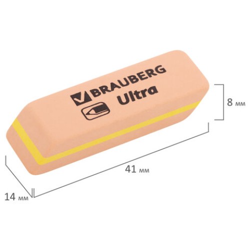 Ластики BRAUBERG "Ultra Mix" 6 шт., размер ластика 41х14х8 мм, ассорти, натуральный каучук, 229602