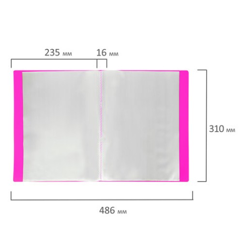 Папка 20 вкладышей BRAUBERG "Neon", 16 мм, неоновая розовая, 700 мкм, 227450