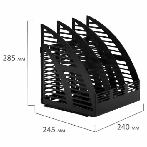 Лоток вертикальный для бумаг STAFF Basic, 245х240х285 мм, 3 отделения, сетчатый сборный, 100