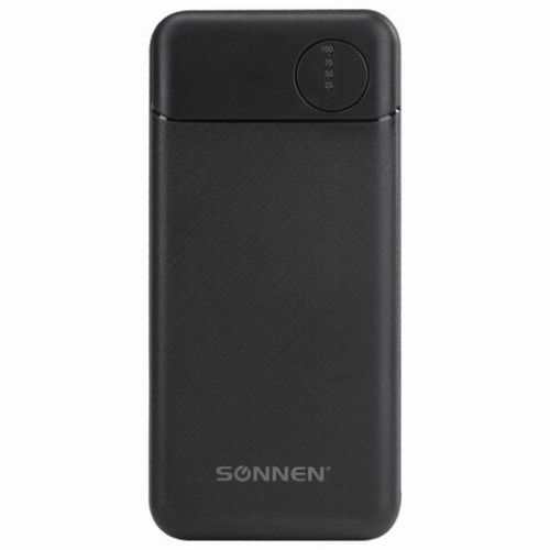 Аккумулятор внешний 10000 mAh SONNEN POWERBANK K701PD БЫСТРАЯ ЗАРЯДКА, 2USB, литий-полимерный, 263031