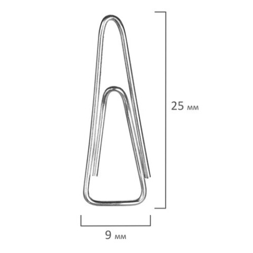 Скрепки STAFF, 25 мм, оцинкованные, треугольные, 100 шт., в картонной коробке, 270442