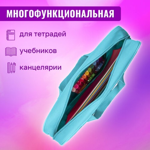 Папка на молнии с ручками BRAUBERG А4, 1 отделение, полиэстер, 80 мм, "Happy friendship", 270958