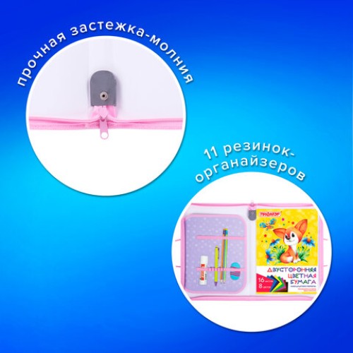 Папка для труда на молнии с ручками ПИФАГОР А4, 1 отделение, пластик, органайзер, "Sweet Dreamer", 271471