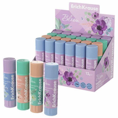 Клей-карандаш ERICH KRAUSE "EasyStick Pastel Bloom", 13 г, 60498