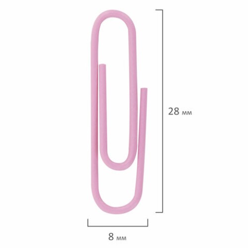 Скрепки BRAUBERG PASTEL, 28 мм, пастельные цвета, 100 шт., в пластиковой коробке, 271956