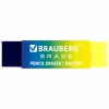 Ластик полупрозрачный BRAUBERG "GRADE", 60x15x10 мм, картонный держатель, цвет ассорти, 271997