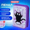 Пенал ПИФАГОР, 1 отделение, 2 откидные планки, полиэстер, 20х14 см, "Falling cat", 272287