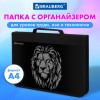 Папка на молнии BRAUBERG А4 с ручкой, с органайзером, 1 отделение, "Savage lion", 272218