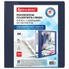 Папка ПАНОРАМА на 4 кольцах, ПРОЧНАЯ, картон/ПВХ, BRAUBERG "Office", СИНЯЯ, 75 мм, до 500 листов, 271854
