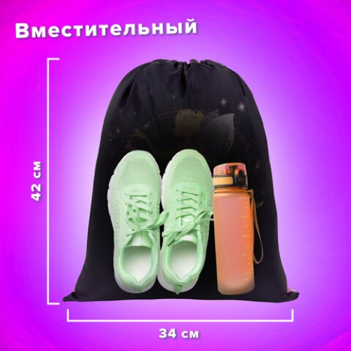 Мешок для обуви BRAUBERG KIDS, с петлей, 42х34 см, "Gold fairy", 272414