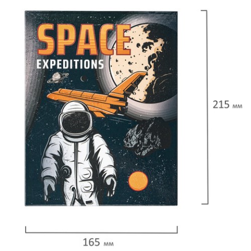 Тетрадь на кольцах А5 (175х215 мм), 120 листов, твердый картон, клетка, BRAUBERG, SpaceX, 404081