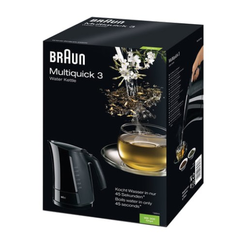 Чайник BRAUN WK-300, 1,7 л, 2200 Вт, закрытый нагревательный элемент, пластик, черный