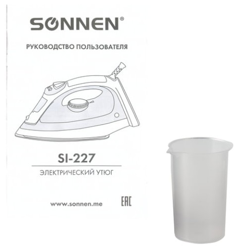 Утюг SONNEN SI-237A, 1800 Вт, антипригарное покрытие, синий/белый, 453504