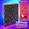 Тетрадь на кольцах А5 160х212 мм, 120 листов, картон, выборочный лак, клетка, BRAUBERG, "Flowers", 404729