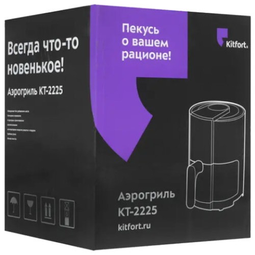 Аэрогриль KITFORT КТ-2225, 1000 Вт, 1,9 л, 6 программ, таймер, сенсорное управление, черный