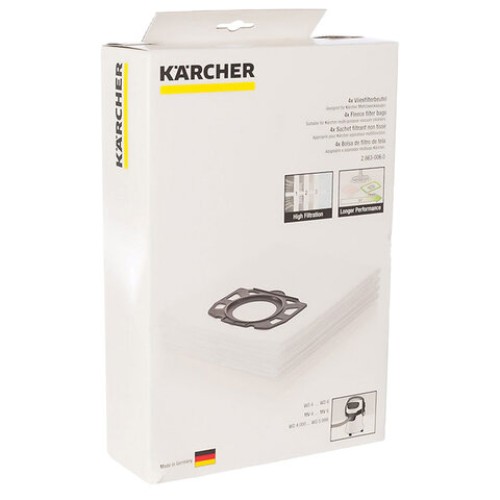 Мешки для сбора пыли KARCHER, комплект 4 шт., из нетканого материала, для пылесосов WD 4/5/6, 2.863-006.0