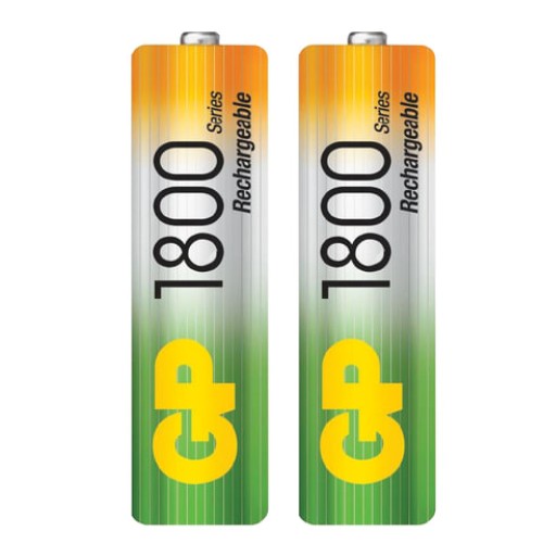 Батарейки аккумуляторные Ni-Mh пальчиковые КОМПЛЕКТ 2 шт., АА (HR6) 1800 mAh, GP, 180AAHC-2DECRC2