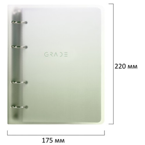 Тетрадь на кольцах А5 175х220 мм, 120 л., пластик, с разделителями, BRAUBERG, Зеленый, 404629
