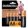 Батарейки КОМПЛЕКТ 4 шт., DURACELL Basic ОРИГИНАЛ, AA (LR6, 15А), алкалиновые, пальчиковые, MN 1500 АА LR6