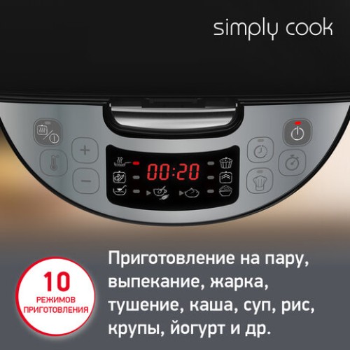 Мультиварка MOULINEX MK611832, 750 Вт, 4 л, 10 программ, таймер, функция Keep Warm, черный, 7211004519