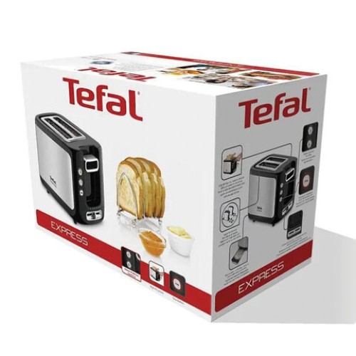 Тостер TEFAL TT365031, 850 Вт, 2 тоста, 7 режимов, механическое управление, металл/пластик, серебристый/черный, 7211002582