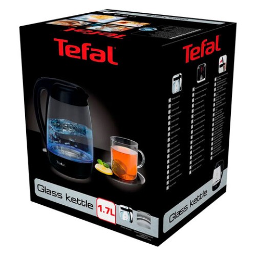 Чайник TEFAL KO450832, 1,7 л, 2400 Вт, закрытый нагревательный элемент, стекло, черный