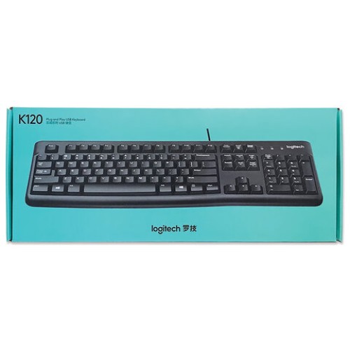 Клавиатура проводная LOGITECH K120, USB, 104 клавиши, черная, 920-002522