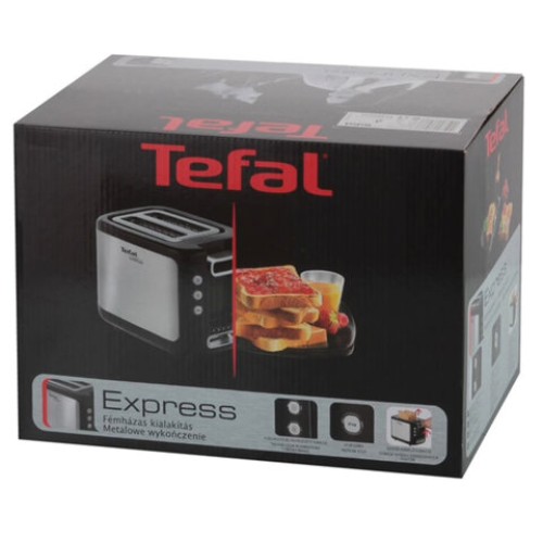 Тостер TEFAL TT365031, 850 Вт, 2 тоста, 7 режимов, механическое управление, металл/пластик, серебристый/черный, 7211002582