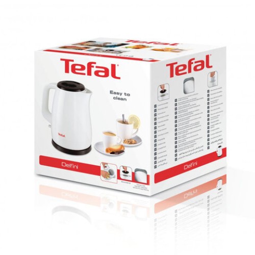 Чайник TEFAL KO150130, 1,5 л, 2400 Вт, закрытый нагревательный элемент, пластик, белый, 7211002180