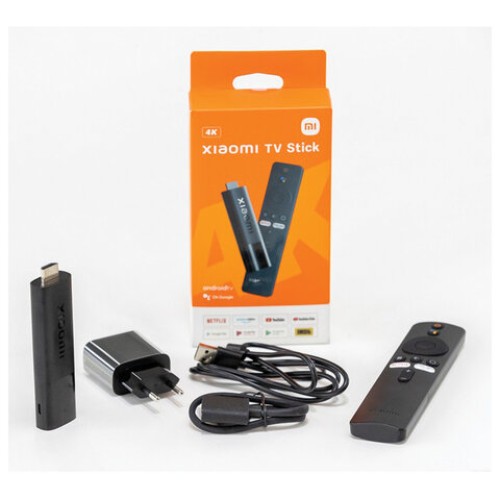 Приставка Смарт-ТВ XIAOMI Mi TV Stick, Android TV, 4 ядра, 1Gb+8Gb, HDMI, WiFi, пульт ДУ, черный, PFJ4145RU