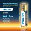 Батарейки алкалиновые "пальчиковые" КОМПЛЕКТ 4 шт., PHILIPS Premium Alkaline, АА (LR6, 24А), блистер, Б0062753