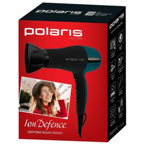 Фен POLARIS PHD 2245Ti, 2200 Вт, 2 скорости, 3 температурных режима, ионизация, морская волна, 07862